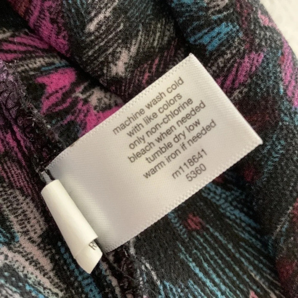 Lane Bryant Peplum Blouse Short Sleeve Purple Black Tie Front Size 18 goth - Picture 7 of 10